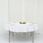 Efavormart Round Tablecloth, 70 Inch Stain & Wrinkle Resistant Washable Table Cloth, Decorative Polyester Fabric Table Cover for Banquet, Wedding, Dining- White