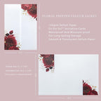 PONATIA 50 Pieces Vellum Jackets for 5x7 Invitation Cards - Red Flowers Printed Vellum Sleeves, Quinceanera Wedding Invitation Cards Wraps, Transparent Christmas Gift Cards Jackets