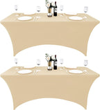 2-Pack 4ft Spandex Table Covers for Rectangular Folding Tables - Wrinkle Resistant Stretch Tight Table Cloths - Ultimate Fitted Table Protector for Parties, Banquet, and Wedding