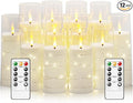 Flameless Candles with Embedded Star String - Battery Operated LED Candles, with Remote,12 White Flickering Candles for Christmas, Weddings, Home Decor & Party,(D 2.3"×H 5" 6" 7")