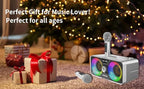 Karaoke Machine for Adults and Kids with 2 UHF Wireless Microphones,Portable Bluetooth Speaker PA Speaker System with LED Party Lights for Home Party, Picnic,Car,Outdoor/Indoor/Birthday Gifts