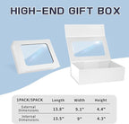 White Large Gift Box with Window, 13.5"x9"x4.3" Bridesmaid Box for Gifts Giving,Birthday Gift Boxe with Magnetic,Closure Lid Gift Boxs for Presents,Cute Box,Luxury for Gift Packaging,Gift Boxes for Wrapping Gifts