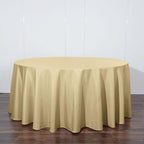 Efavormart Round Tablecloth, 120 Inch Stain & Wrinkle Resistant Washable Table Cloth, Decorative Polyester Fabric Table Cover for Banquet, Wedding, Dining - Champagne