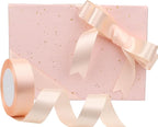 Naked pink Solid Satin Ribbon 1 Inch 25 Yards Solid Polyester Fabric Ribbon for Gift Wrapping Wedding Christmas Baby Shower Birthday Party Decoration Handmade Immortal Flower Craft