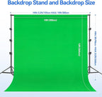 EMART Photo Video Studio 8.5 x 10ft Green Screen Backdrop Stand Kit, Photography Background Support System with 10 x12ft 100% Cotton Muslin Chromakey Curtain