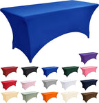 2-Pack 6ft Spandex Table Covers for Rectangle Standard Folding Tables - Wrinkle Resistant Stretch Tablecloths - Ultimate Fitted Table Protector for Parties, Trade Shows, Banquet