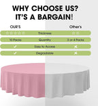 Pureegg Plastic Table Cloth Disposable 10 Pack, 84'' Round Table Cloths, Easter Party, Valentines, Mothers Day Decorations, Tablecloths, Round, Pastel Plastic Cover, Leakproof & Sturdy, Pink