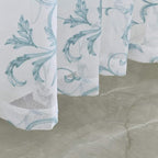 Embroidered Sheer Curtains Blue 95 Inches Vintage Floral, Window Treatments Rod Pocket Drapes for Living room, Bedroom, Semi Crinkle Voile Curtain Panels for Yard, Villa, Parlor, Set of 2, 52"x95".