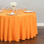 LTC LINENS Orange Round Tablecloth - 132 Inch Round Tablecloth, Large Party Table Cloth, Wrinkle Resistant, Washable Polyester Fabric Table Cover Linens for Wedding, Party, Banquet