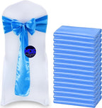 MDS Pack of 200 PCS Satin Chair Sashes Charmeuse Sateen Dining Chair Bows Ribbon Ties Back Sash for Wedding Party Birthday Home Hotel Restaurant Banquet Decoration (7 x 108 Inch, Blue)