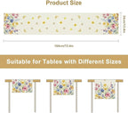 Flower Table Runner, Colorful Watercolor Pink Flower Plants Nature Butterfly Table Runner for Kitchen Dinner Living Room Home Party, 13x70 Inch