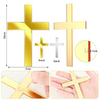 Blulu 16 Pieces Baptism Cake Toppers Crossing Cupcake Toppers Gold Mirror Acrylic Cake Picks Baptism Decor Christian Decorations(Classic Style)