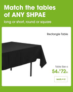 Pureegg Plastic Table Cloth Disposable 10 Pack, 54 x 72 Inch Table Cloths, Halloween Party Decorations, Summerween Decor, Halloween Tablecloths, Rectangle, Plastic Cover, Leakproof & Sturdy, Black