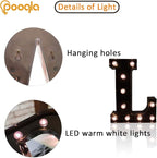 Pooqla Decorative LED Illuminated Letter Marquee Sign - Alphabet Marquee Letters with Lights for Wedding Birthday Party Christmas Night Light Lamp Home Bar Decoration L, Black
