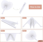 Aodaer 72 Pack Heart Shaped Folding Fans White Paper Fans Handheld Fans with Plastic Handles for Party, Wedding, Anniversary Decoration
