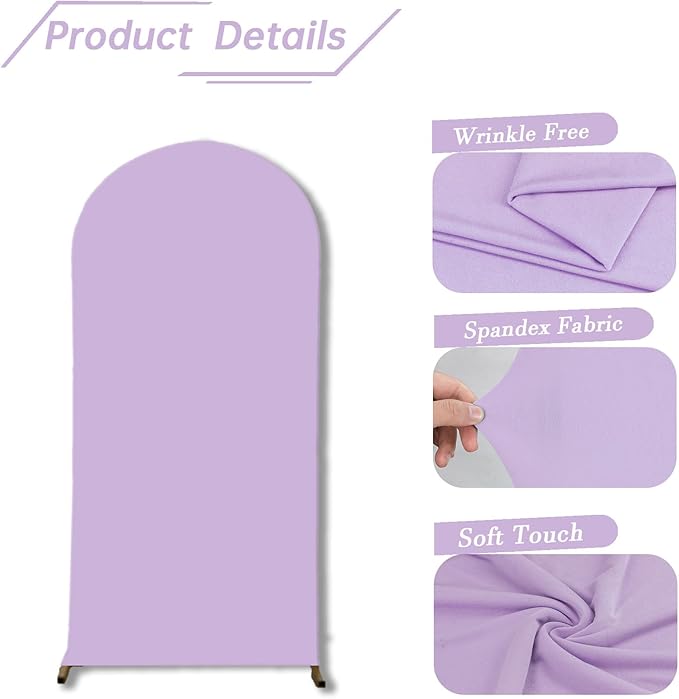 bricia Wedding Arch Backdrop Stand Cover, 5FT Double Sided Stretchy Arch Cover Fitted Wedding Birthday Party Banquet Decoration (Lavender 60''Lx25.2''W)