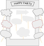 18pcs Blank Photo Booth Props Black Chalkboard Photo Booth Props Frame with Bubble DIY Photo Props for Birthday Wedding Party Supplies（White）