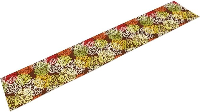 Brown Dahlia Floral Table Runner, Seasonal Autumn Thanksgiving Pattern Print for Home Kitchen Table Decor Dining Coffee Room Party Decor 13x120 Inch