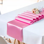 SHEJIZE 20 Pack Pink Satin Table Runner 12x108 Inches Long, Bright Silky Smooth Satin Table Runner Table Decor for Wedding Banquet Christmas Prom Event Birthday Party