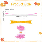 150-Pack Flower Stamens for Crafts, 5mm Double Heads Artificial Pearl Floral Pistil Mini Flower Pollens Stamens for DIY Making/Wedding/Scrapbook Decoration [Dark Pink]