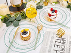 Liacere 150PCS Clear and Green Plastic Plates - Disposable Plates with Glitter Bamboo Handle Cutlery - 60 Baroque Elegant Plates,30Forks,30Spoons,30Knives for St. Patrick's Party