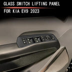 4pcs Carbon Fiber Style Front Rear Doors Window Glass Lift Switch Panel Cover Decorative Sticker Protection Car Interior Accessories for 2023-2025 KIA EV9 KT15
