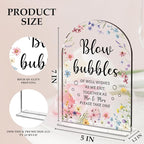 Wedding Sign Decor, Arch Acrylic 5x7 Inch, Blou Bubbles Sign Wedding Sign for Reception & Event, Bridal Shower Decorations, Wedding Table Sign Accessories for Anniversary And Party (Flower)