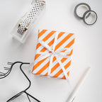 WRAPAHOLIC Reversible Wrapping Paper - Mini Roll - 17 Inch x 33 Feet - Orange and Stripes Design for Birthday, Wedding, Baby Shower, Holiday