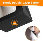 MOXARYSU 3 Pcs Black Gift Bags with Clear Window: 9.8x5.1x7.1 Inch Medium Kraft Paper Bags with Handle For Party Business Birthday Wedding (Black,3p)