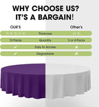 Pureegg Plastic Table Cloth Disposable 10 Pack, 84'' Round Table Cloths, Halloween Party Decorations, Summerween Decor, Halloween Tablecloths, Round, Plastic Cover, Leakproof & Sturdy, Purple