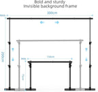 Backdrop Stand, 10×7ft Background Stand Backdrop Frame Banner Stand with Metal Flat Base, Multi-Purpose Stand for Party, Wedding Decoration, Photography