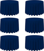 BRILLMAX 6 Pack Navy Blue Round Tablecloths 108 Inch - Circle Bulk Linen Polyester Fabric Washable Table Cloth Cover for Wedding Reception Banquet Birthday Party Buffet Restaurant