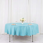 Efavormart Round Tablecloth, 90 Inch Stain & Wrinkle Resistant Washable Table Cloth, Decorative Polyester Fabric Table Cover for Banquet, Wedding, Dining- Light Blue
