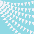 40 Ft White Party Decorations Triangle Pennant Banner Pearlescent Shimmer White Paper Flags Bunting for Graduation Wedding Bridal Shower Bachelorette Engagement Birthday Anniversary Hen Party Supplies