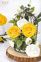 N&T NIETING Artificial Flowers, 50Pcs Fake Flowers Roses Perfect for DIY Wedding Bouquets Centerpieces Bridal Shower Party Home Flower Arrangement Decorations, Gold
