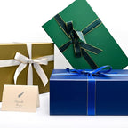 LIFELUM Navy Blue Gift Boxes 2 Pack 13.85 x 8.35 x 4.45 inch, Gift Box for Presents with Ribbon,Card,Shredded Paper Filler Magnetic Closure for Business, Father's Day, Holidays,Birthdays