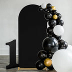 Black Arch Backdrop Cover 2.2ft x 5ft Fitted Spandex Arch Cover Balloon Arch Backdrop Fabric for Wedding Party Stage Decoations