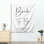 Bride to Be Backdrop - Custom Tapestry With Names and Date, Personalized Calligraphy Banner for Bridal Brunch, Shower, Engagement, Bachelorette Party - Future Mrs Reception