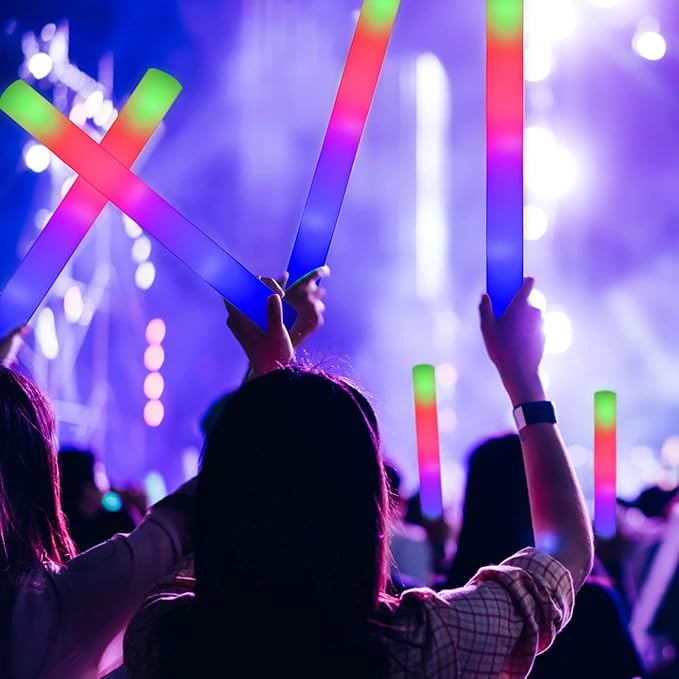 LifBetter 192 Pcs Foam Glow Sticks Bulk,Led Glow Sticks with 3 Modes Colorful Flashing,Long Life Battery Glow In The Dark Party Supplies for Weddings,Parties,Festivals,Sporting Events
