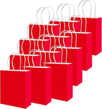 qiqee 50-Packs Gift Bag with Handles Bulk Red Paper Bags Multiple Uses (8.3"x3"x6" Small Size)
