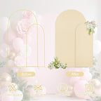 WEERRW Beige Arch Backdrop Cover Set of 2 Spandex Fitted Round Top Chiara Backdrop Stand Stretchy Wedding Covering for Event Birthday Party Banquet Decoration (6FT, 7.2FT)
