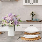 LESING Artificial Peony with Vase Silk Flowers Bouquets Fake Hydrangea Bulks for Home Table Centerpieces Wedding Decoration(Purple-1)