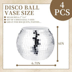 4 Pcs Disco Ball Vases,Plastic Disco Ball Centerpieces 6" X 6.7" Disco Ball Decor Silver Mirror Disco Ball Planter Can Be Used for Wedding Centerpieces,Birthday,Office