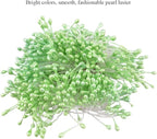 HAHIYO 700Pcs 3mm Light Green Pearl Double Head Flower Stamen Pistil Hand-Made Artificial Flower Pistil para Flore Pearlized Floral Stamen Flower Pollen Stamen for Flower Making Scrapbook Decoration
