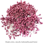 HAHIYO 700Pcs 3mm Dark Purple Pearl Double Head Flower Stamen Pistil - Handmade Artificial Pearlized Floral Pollen for Flower Making, Scrapbook Decoration