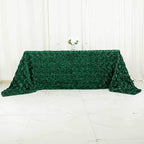 Efavormart 90"X132" Hunter Emerald Green Grandiose 3D Rosette Satin Rectangle Tablecloth for Wedding Party Event