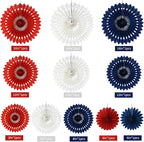 BEISHIDA Red White Blue Hanging Honeycomb Round Paper Fans Decoration Patriotic Theme Tissue Paper Fan Garland for Baby Shower Kid Birthday Graduation Wedding Party Supplies（11packs）