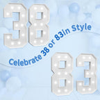 imprsv Marquee Numbers Large 38th-Birthday Decorations: 4ft Light Up Number Party Decor 38 Year Old 83rd Birthday Decoration Backdrop 83 Anniversary Cardboard Big Mosaic Balloon Frame Number 38