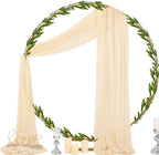 Socomi Champagne Sheer Wedding Arch Draping Fabric 29" x 20Ft 1 Panel Outdoor Curtain Drapes Extra Long for Bridal Baby Shower Ceremony Birthday Party Decor