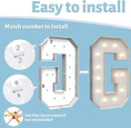 4FT Marquee Light Up Letters G,Party Decoration Large Marquee Light Up Letters with Weighted Water Bag,Pre-cut Foam Board Set Can Be Used for Birthdays,Weddings,Baby Anniversaries